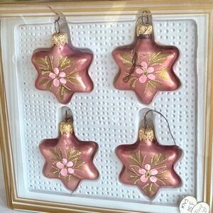 Vintage Kurt Adler Hand Painted Star Glass Ornaments, West Germany